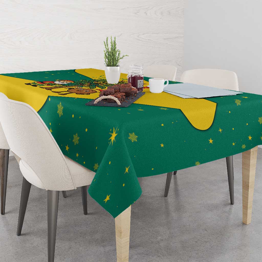 Grenada Christmas Tablecloth with Santa Nutmeg Tree Peace Dove and Festive Gift Design - Wonder Print Shop