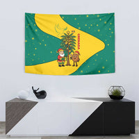 Grenada Christmas Tapestry with Santa Nutmeg Tree Peace Dove and Festive Gift Design - Wonder Print Shop