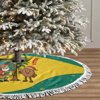 Grenada Christmas Tree Skirt with Santa Nutmeg Tree Peace Dove and Festive Gift Design - Wonder Print Shop