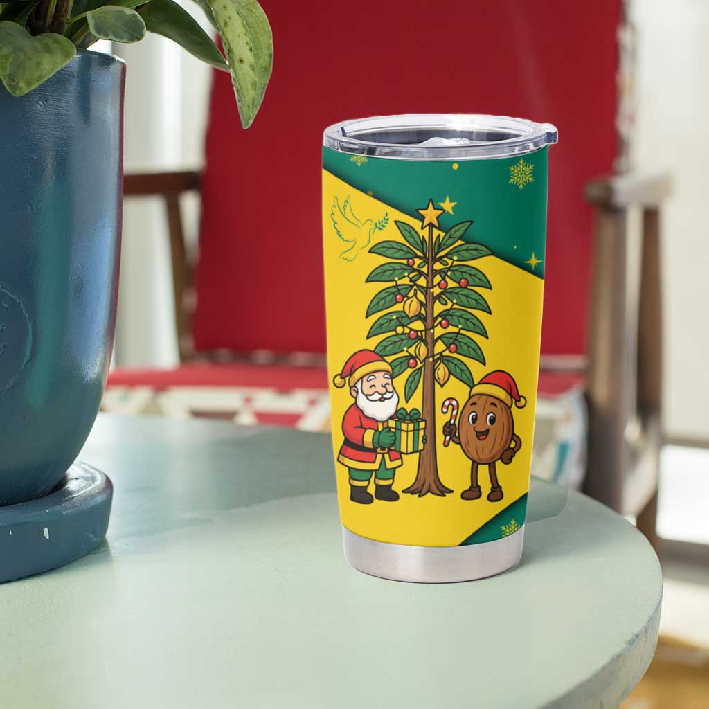 Grenada Christmas Tumbler Cup with Santa Nutmeg Tree Peace Dove and Festive Gift Design - Wonder Print Shop