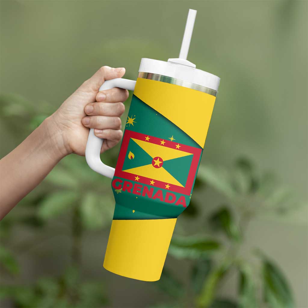 Grenada Christmas Tumbler With Handle with Santa Nutmeg Tree Peace Dove and Festive Gift Design - Wonder Print Shop