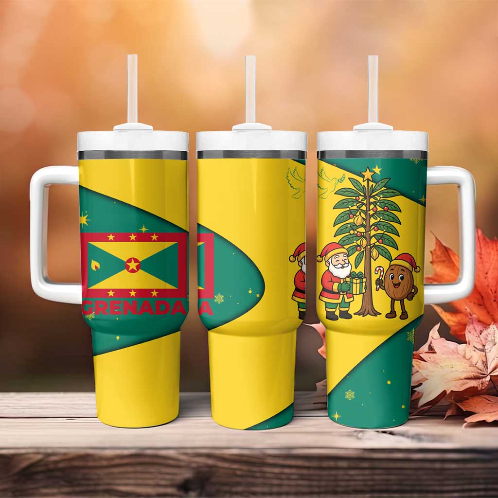 Grenada Christmas Tumbler With Handle with Santa Nutmeg Tree Peace Dove and Festive Gift Design - Wonder Print Shop