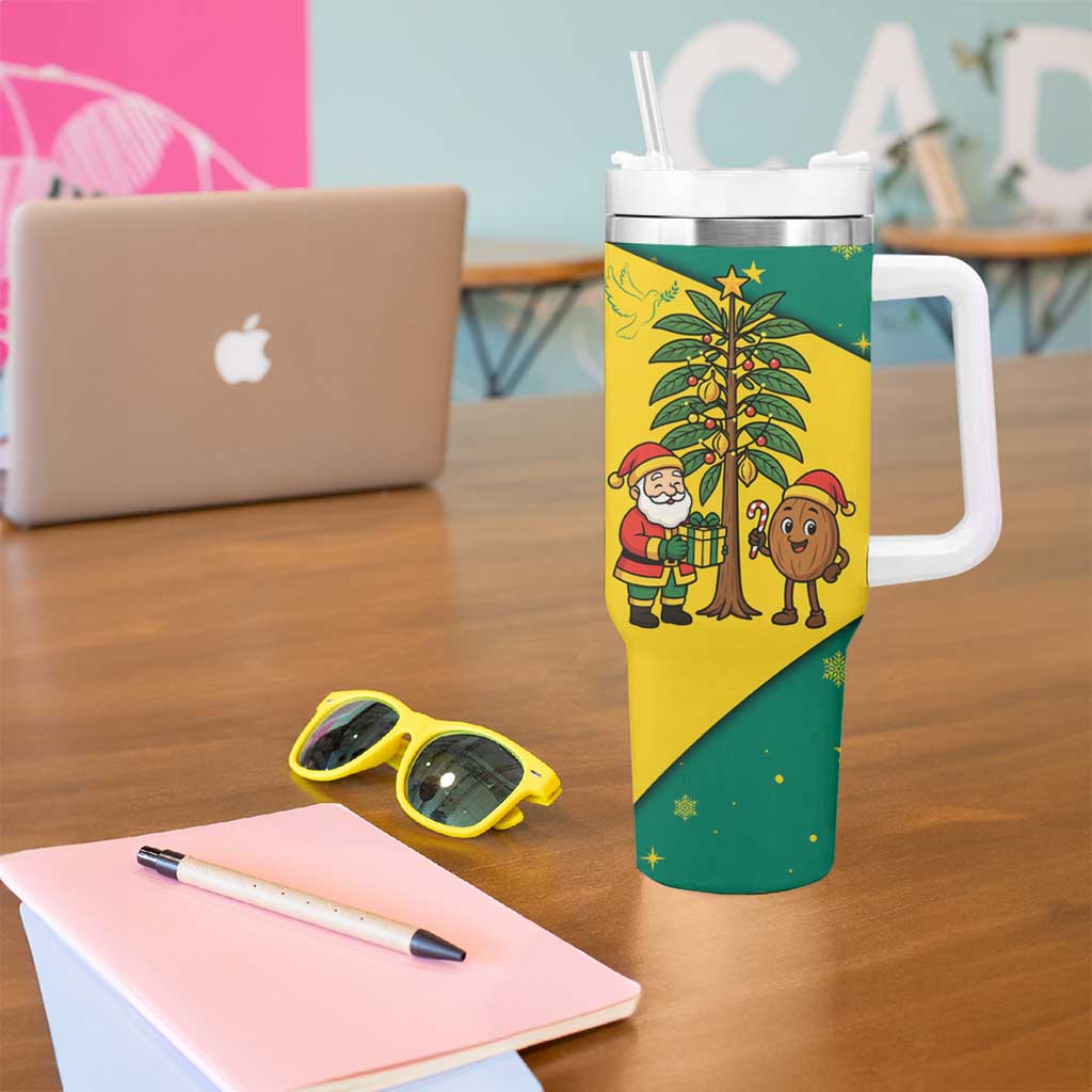 Grenada Christmas Tumbler With Handle with Santa Nutmeg Tree Peace Dove and Festive Gift Design - Wonder Print Shop