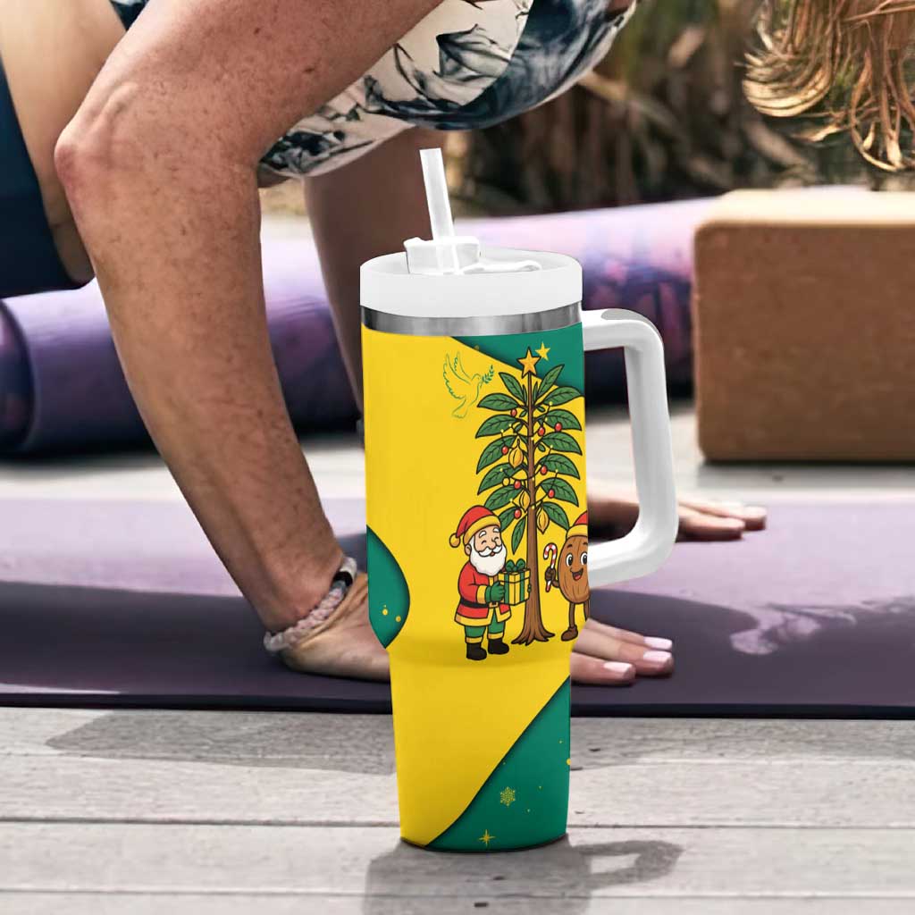 Grenada Christmas Tumbler With Handle with Santa Nutmeg Tree Peace Dove and Festive Gift Design - Wonder Print Shop