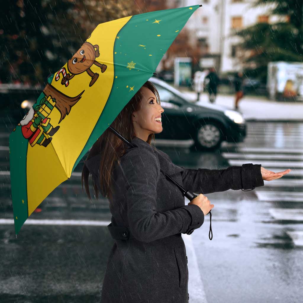 Grenada Christmas Umbrella with Santa Nutmeg Tree Peace Dove and Festive Gift Design - Wonder Print Shop