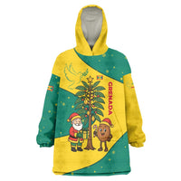 Grenada Christmas Wearable Blanket Hoodie with Santa Nutmeg Tree Peace Dove and Festive Gift Design - Wonder Print Shop
