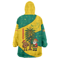 Grenada Christmas Wearable Blanket Hoodie with Santa Nutmeg Tree Peace Dove and Festive Gift Design - Wonder Print Shop