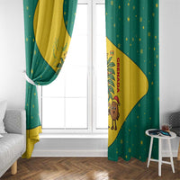 Grenada Christmas Window Curtain with Santa Nutmeg Tree Peace Dove and Festive Gift Design - Wonder Print Shop