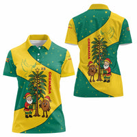 Grenada Christmas Women Polo Shirt with Santa Nutmeg Tree Peace Dove and Festive Gift Design - Wonder Print Shop