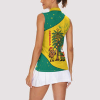 Grenada Christmas Women Sleeveless Polo Shirt with Santa Nutmeg Tree Peace Dove and Festive Gift Design - Wonder Print Shop