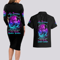 My Demons Tried To Drown Me Mermaid Couples Matching Long Sleeve Bodycon Dress and Hawaiian Shirt - Wonder Print Shop
