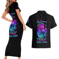 My Demons Tried To Drown Me Mermaid Couples Matching Short Sleeve Bodycon Dress and Hawaiian Shirt - Wonder Print Shop