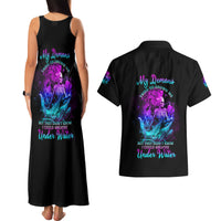 My Demons Tried To Drown Me Mermaid Couples Matching Tank Maxi Dress and Hawaiian Shirt - Wonder Print Shop