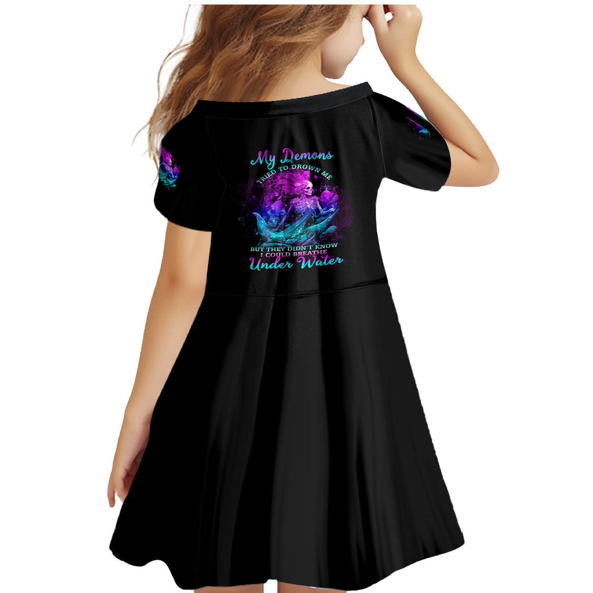 My Demons Tried To Drown Me Mermaid Family Matching Mermaid Dress and Hawaiian Shirt - Wonder Print Shop