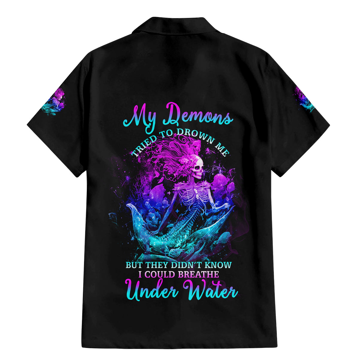 My Demons Tried To Drown Me Mermaid Family Matching Mermaid Dress and Hawaiian Shirt - Wonder Print Shop