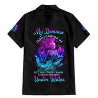 My Demons Tried To Drown Me Mermaid Family Matching Mermaid Dress and Hawaiian Shirt - Wonder Print Shop