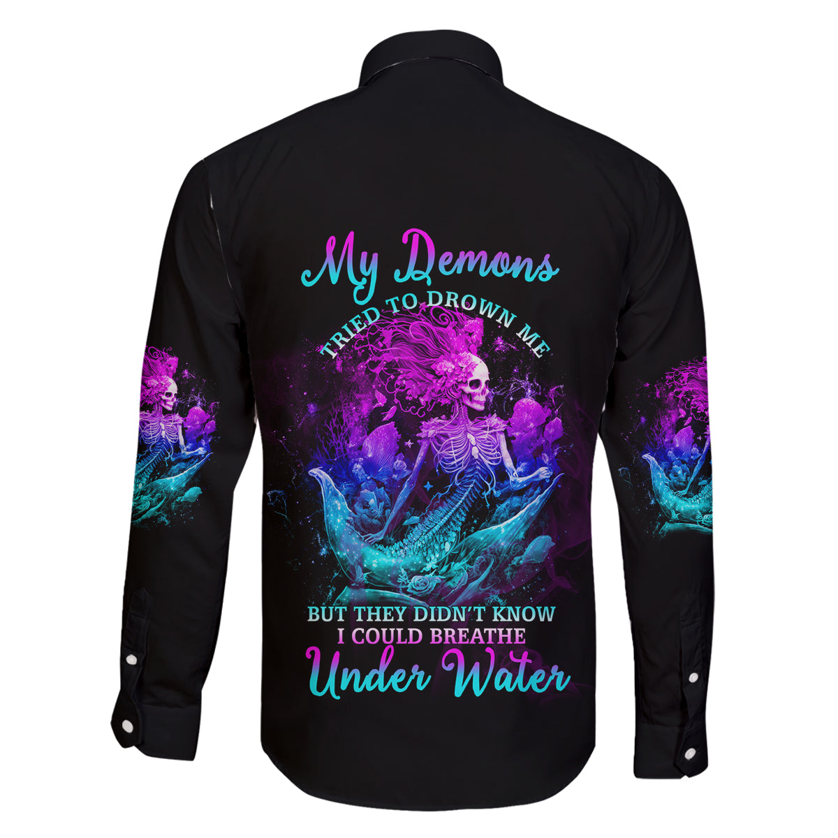My Demons Tried To Drown Me Mermaid Family Matching Puletasi Dress and Hawaiian Shirt - Wonder Print Shop