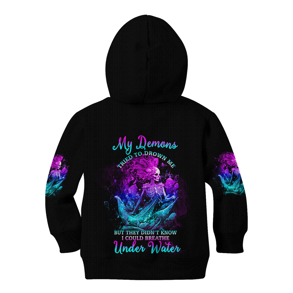 My Demons Tried To Drown Me Mermaid Kid Hoodie - Wonder Print Shop
