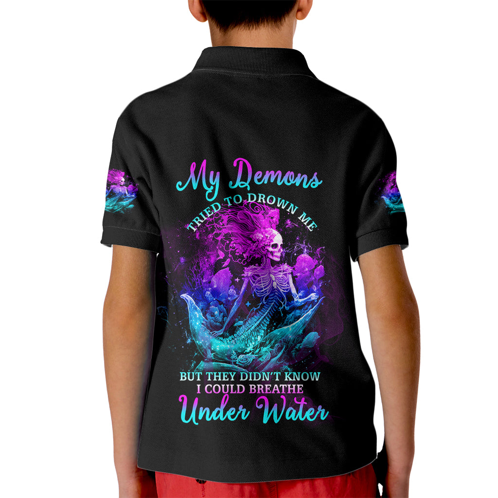 My Demons Tried To Drown Me Mermaid Kid Polo Shirt - Wonder Print Shop