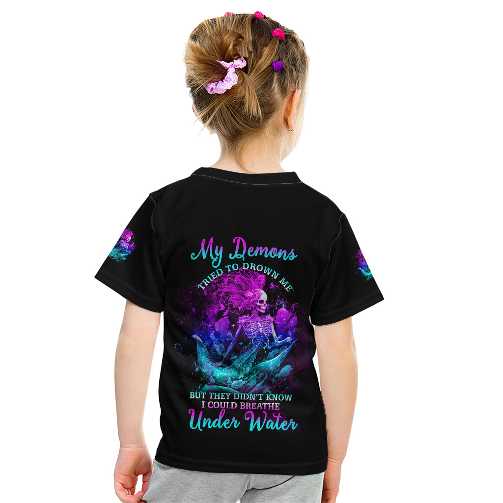 My Demons Tried To Drown Me Mermaid Kid T Shirt - Wonder Print Shop