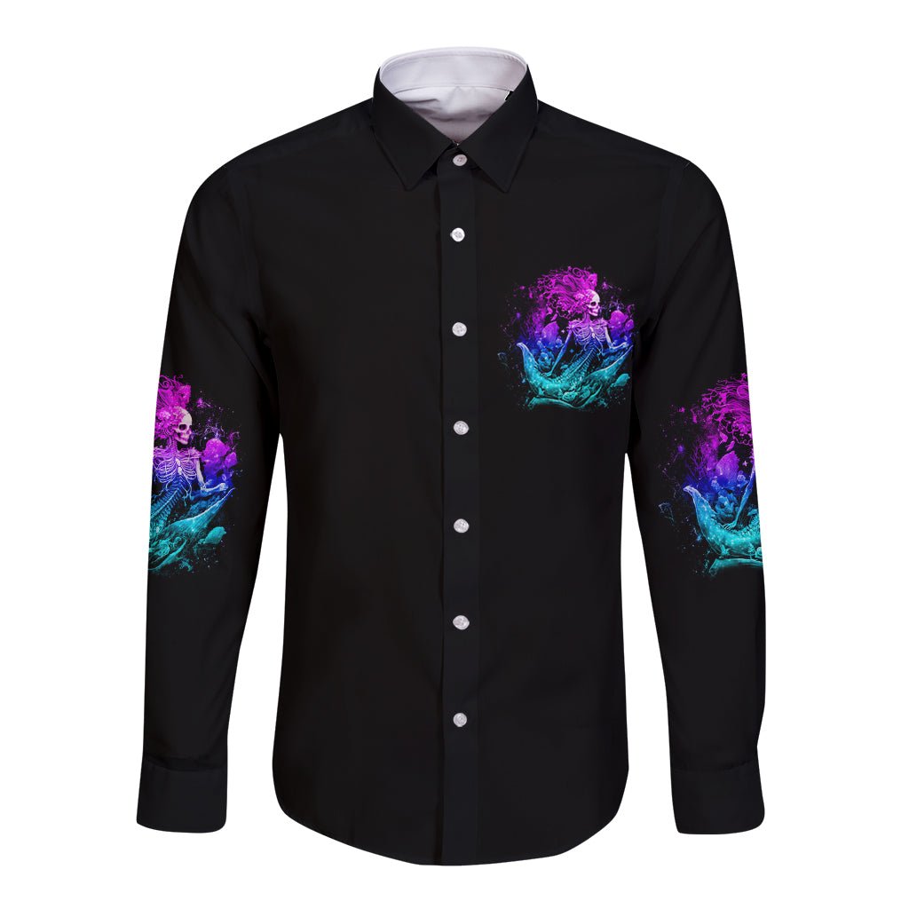 My Demons Tried To Drown Me Mermaid Long Sleeve Button Shirt - Wonder Print Shop