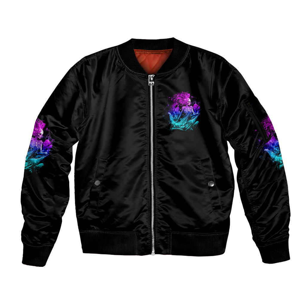 My Demons Tried To Drown Me Mermaid Sleeve Zip Bomber Jacket - Wonder Print Shop