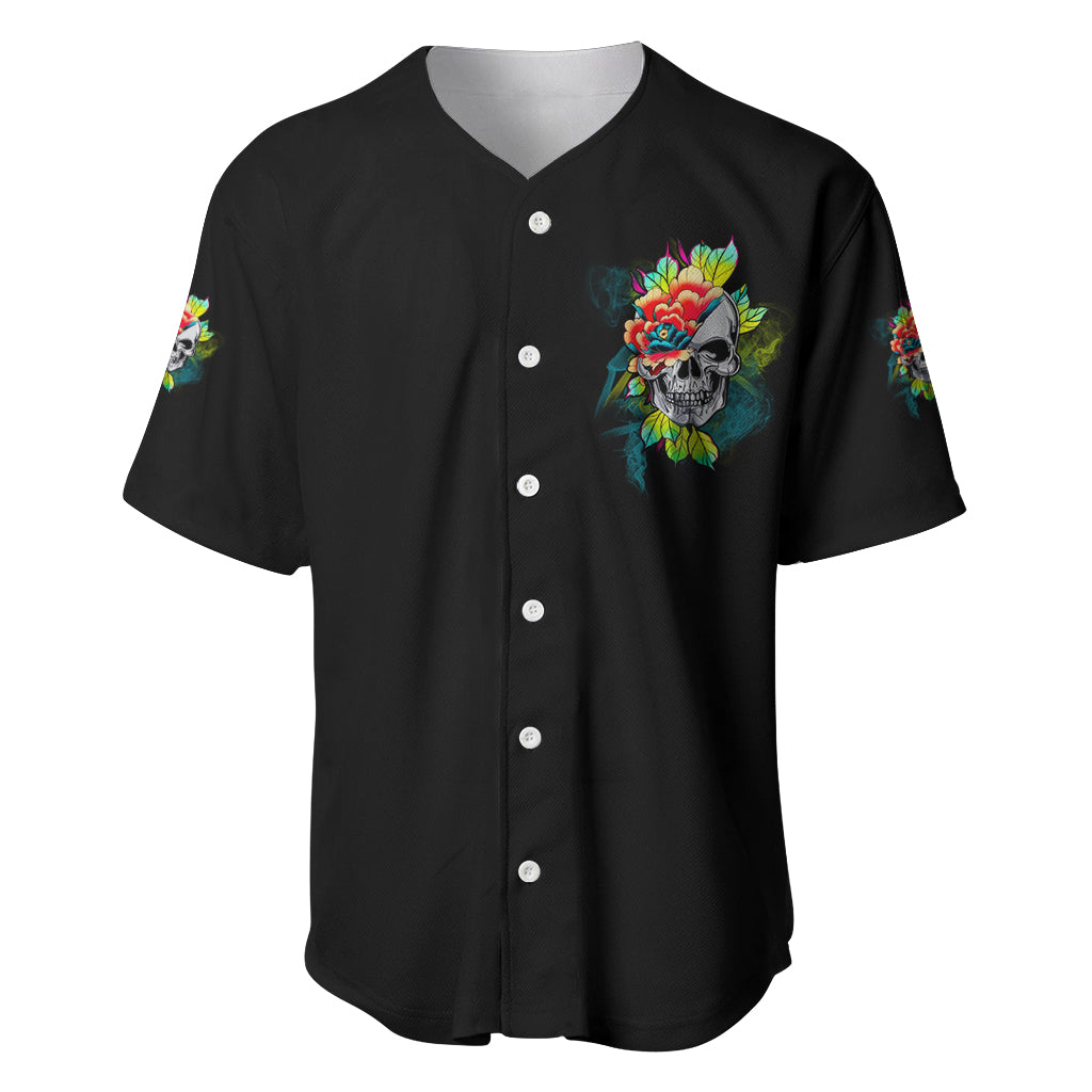 Warning This Tattooed Girl Flower Baseball Jersey - Wonder Print Shop