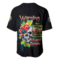 Warning This Tattooed Girl Flower Baseball Jersey - Wonder Print Shop
