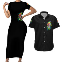 Warning This Tattooed Girl Flower Couples Matching Short Sleeve Bodycon Dress and Hawaiian Shirt - Wonder Print Shop