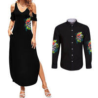 Warning This Tattooed Girl Flower Couples Matching Summer Maxi Dress and Long Sleeve Button Shirt - Wonder Print Shop