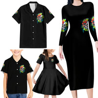 Warning This Tattooed Girl Flower Family Matching Long Sleeve Bodycon Dress and Hawaiian Shirt - Wonder Print Shop