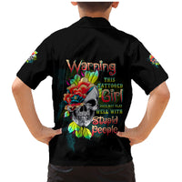 Warning This Tattooed Girl Flower Family Matching Mermaid Dress and Hawaiian Shirt - Wonder Print Shop