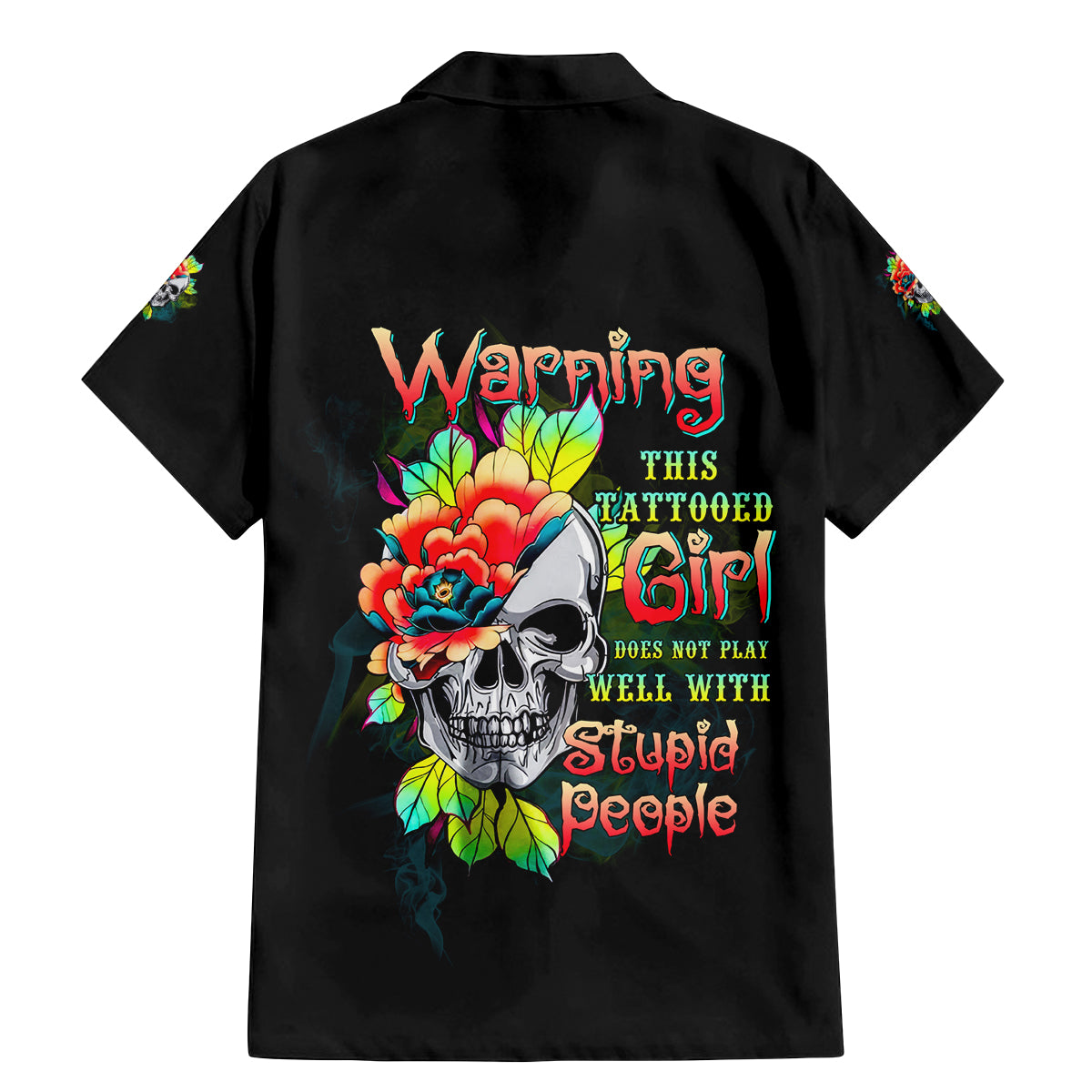 Warning This Tattooed Girl Flower Family Matching Mermaid Dress and Hawaiian Shirt - Wonder Print Shop