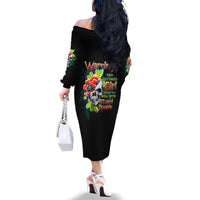 Warning This Tattooed Girl Flower Family Matching Off Shoulder Long Sleeve Dress and Hawaiian Shirt - Wonder Print Shop