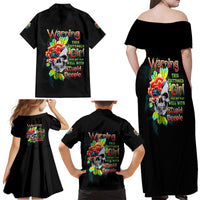 Warning This Tattooed Girl Flower Family Matching Off Shoulder Maxi Dress and Hawaiian Shirt - Wonder Print Shop