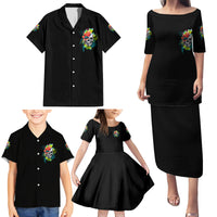 Warning This Tattooed Girl Flower Family Matching Puletasi Dress and Hawaiian Shirt - Wonder Print Shop