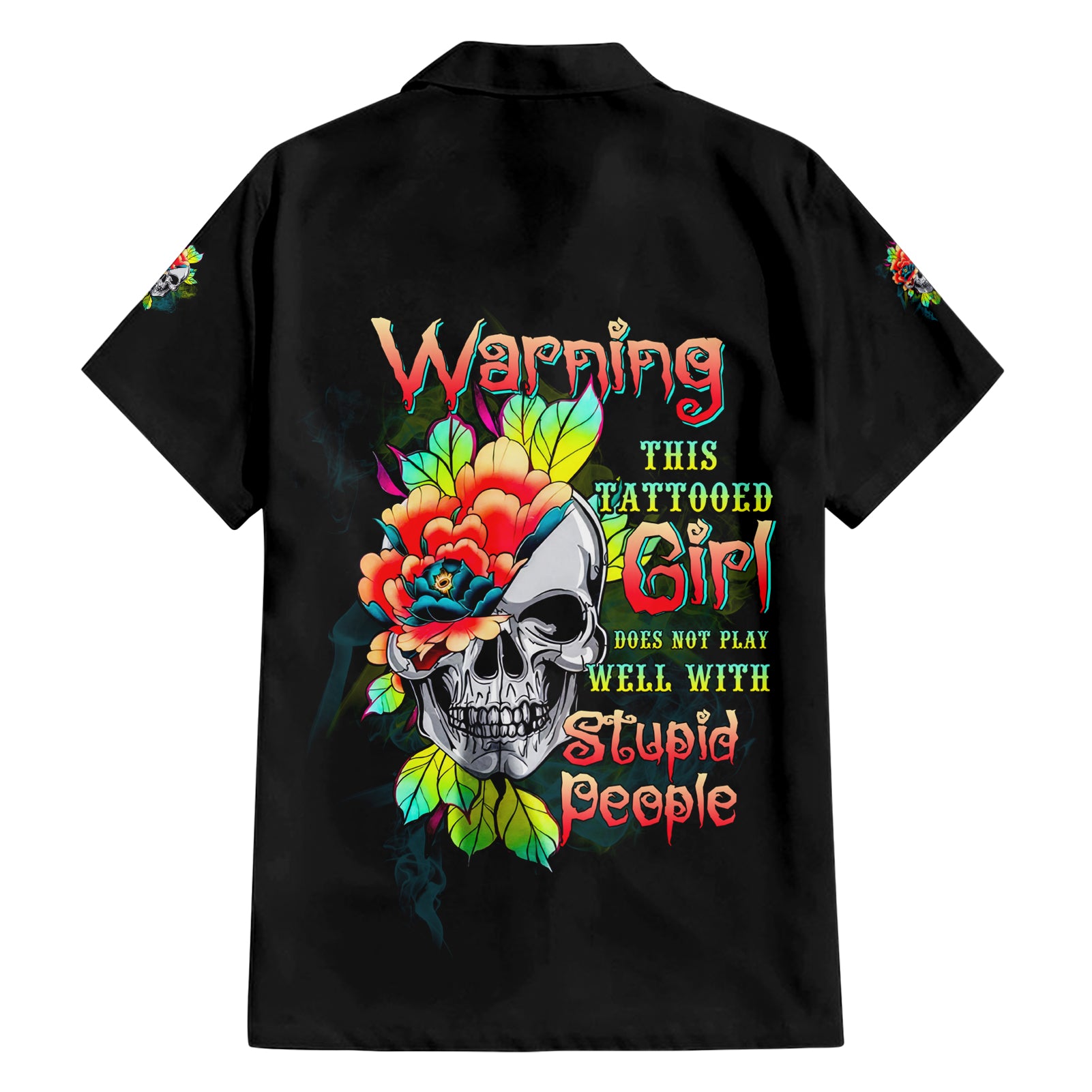 Warning This Tattooed Girl Flower Hawaiian Shirt - Wonder Print Shop