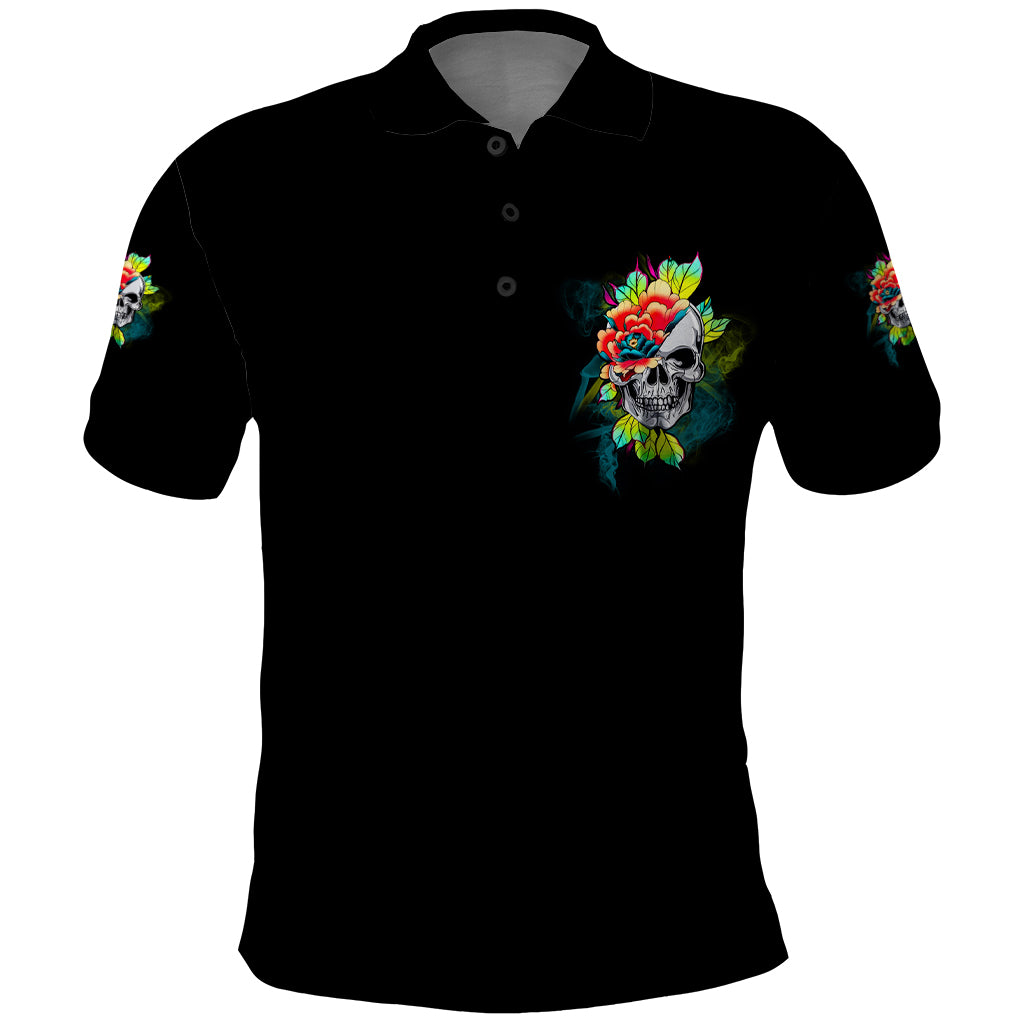 Warning This Tattooed Girl Flower Polo Shirt - Wonder Print Shop