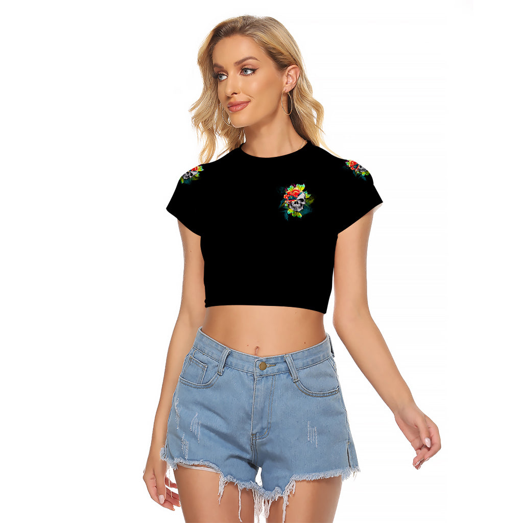 Warning This Tattooed Girl Flower Raglan Cropped T Shirt - Wonder Print Shop