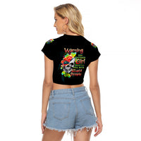Warning This Tattooed Girl Flower Raglan Cropped T Shirt - Wonder Print Shop
