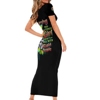 Warning This Tattooed Girl Flower Short Sleeve Bodycon Dress - Wonder Print Shop
