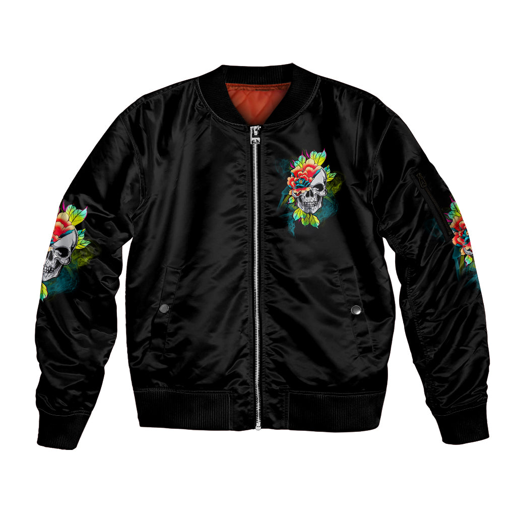Warning This Tattooed Girl Flower Sleeve Zip Bomber Jacket - Wonder Print Shop