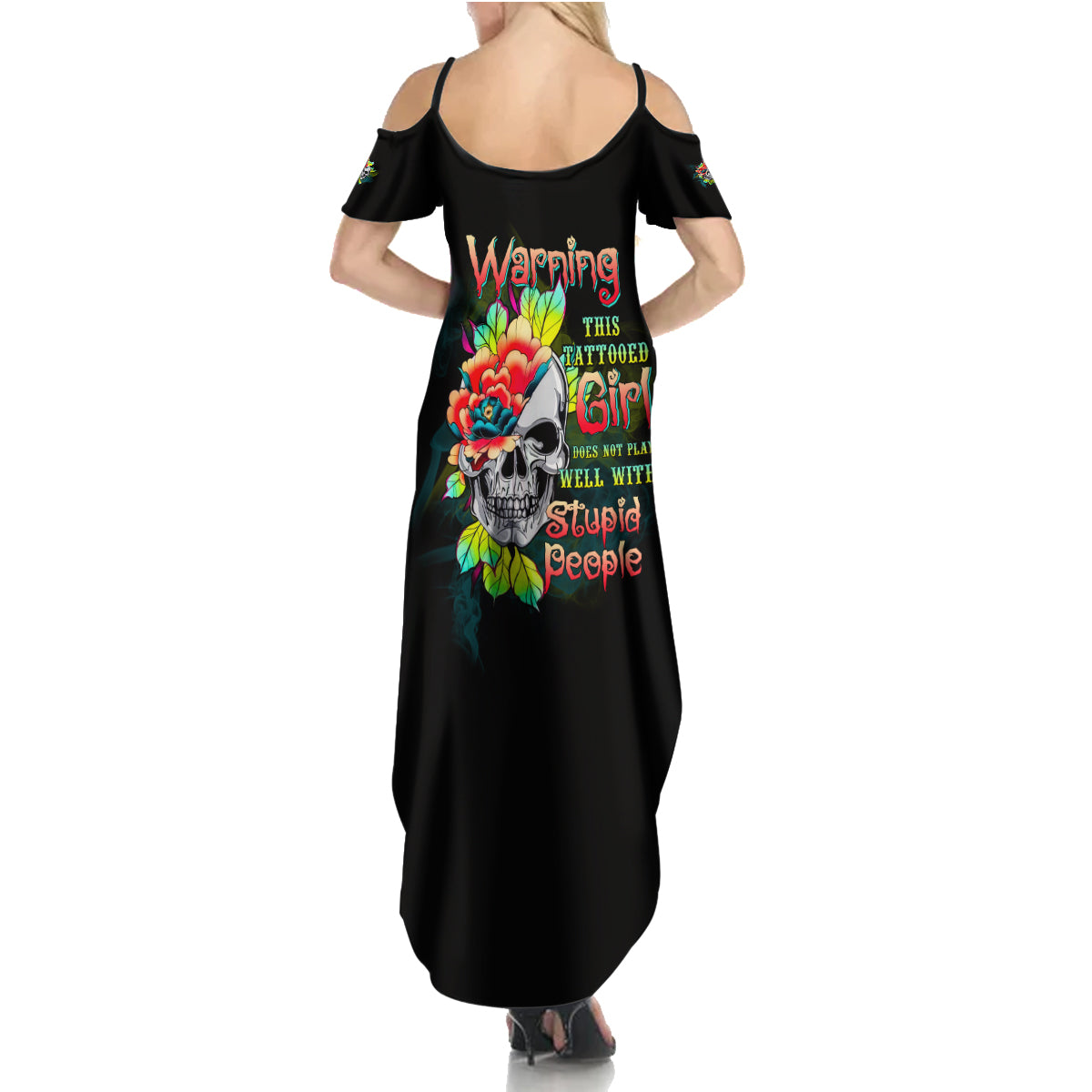 Warning This Tattooed Girl Flower Summer Maxi Dress - Wonder Print Shop