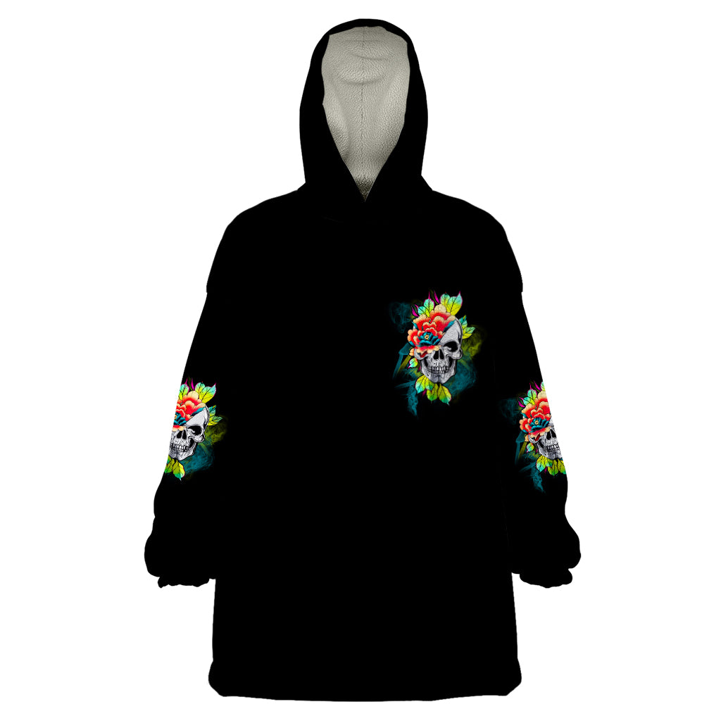 Warning This Tattooed Girl Flower Wearable Blanket Hoodie - Wonder Print Shop