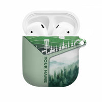 Custom Disc Golf AirPods Case with Forest Landscape Basket Silhouette - Wonder Print Shop