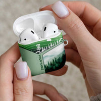 Custom Disc Golf AirPods Case with Forest Landscape Basket Silhouette - Wonder Print Shop
