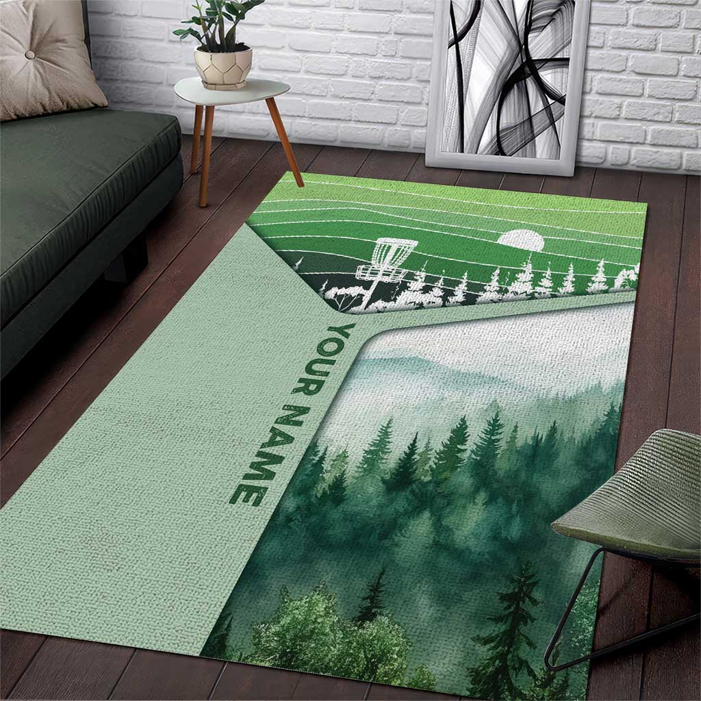 Custom Disc Golf Area Rug with Forest Landscape Basket Silhouette - Wonder Print Shop