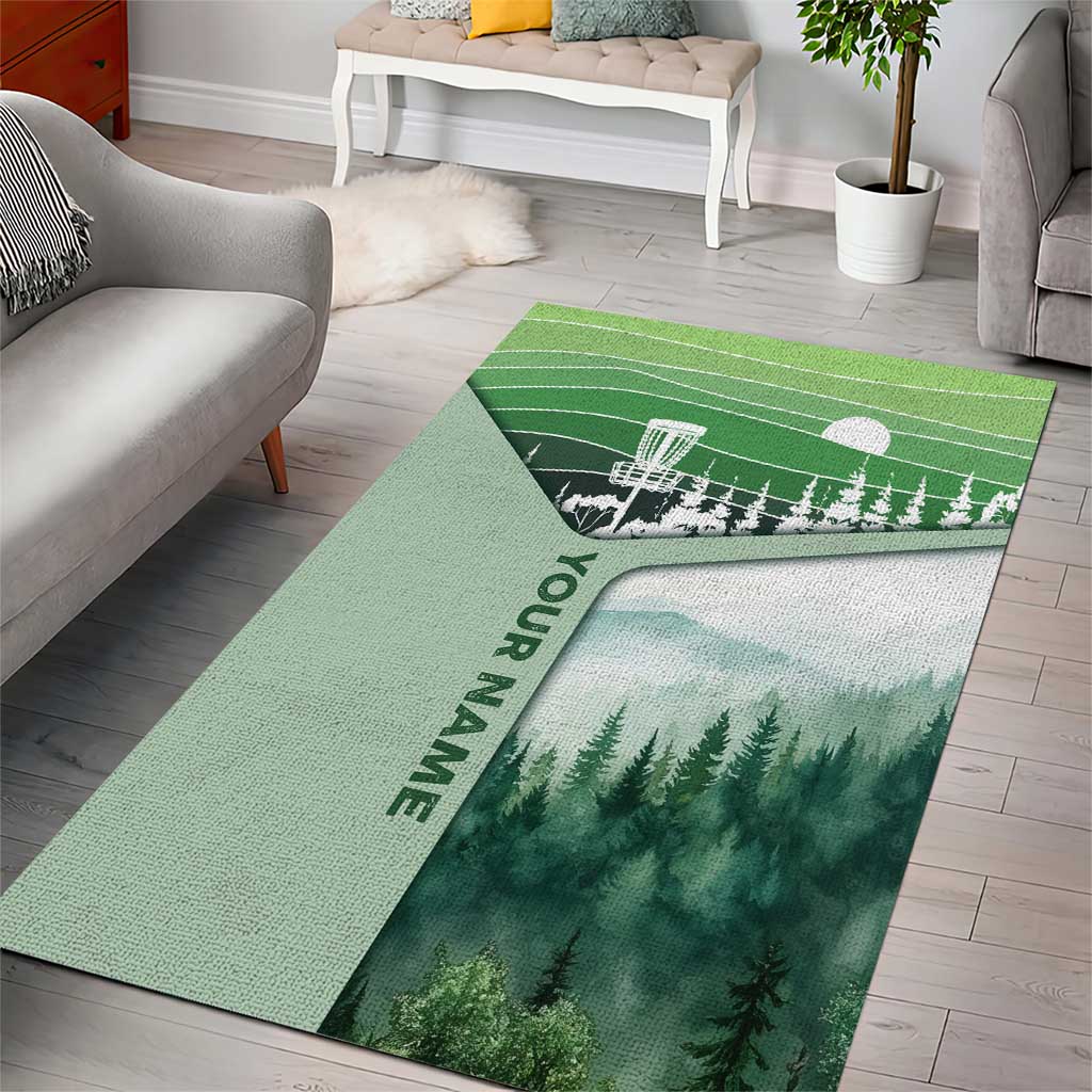 Custom Disc Golf Area Rug with Forest Landscape Basket Silhouette - Wonder Print Shop