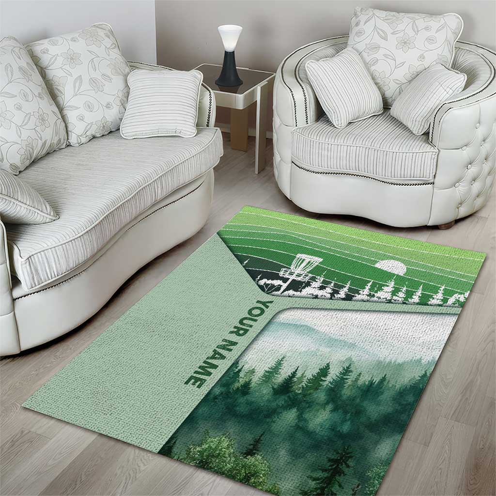 Custom Disc Golf Area Rug with Forest Landscape Basket Silhouette - Wonder Print Shop