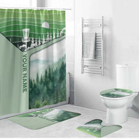 Custom Disc Golf Bathroom Set with Forest Landscape Basket Silhouette - Wonder Print Shop